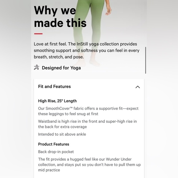 Lululemon Instill High-Rise Tight 25” Green , size 20 Plus Size - Picture 8 of 12